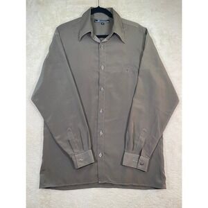 Daniali USA Mens Microfiber Button Up Shirt Green/Brown Horse Embroidery SZ M